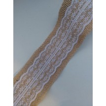 Лента из мешковины с кружевом 5 см*2 м